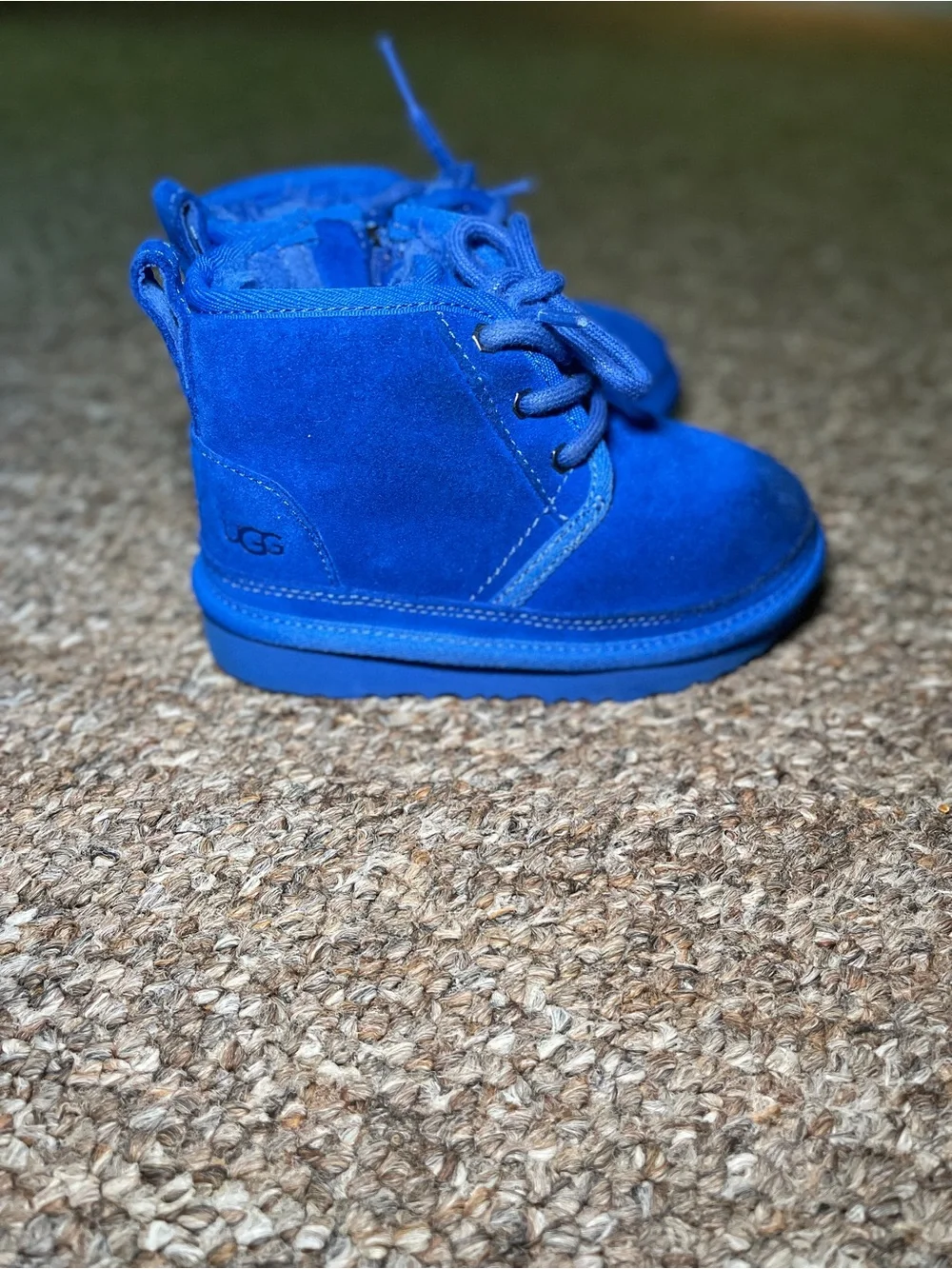 UGG Kids Royal Blue Suede Lace-Up Boots